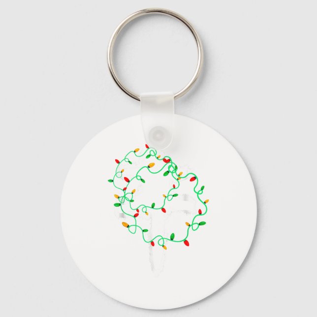 Cat Wrapped In Christmas Lights Meowy Cats Women M Key Ring (Front)