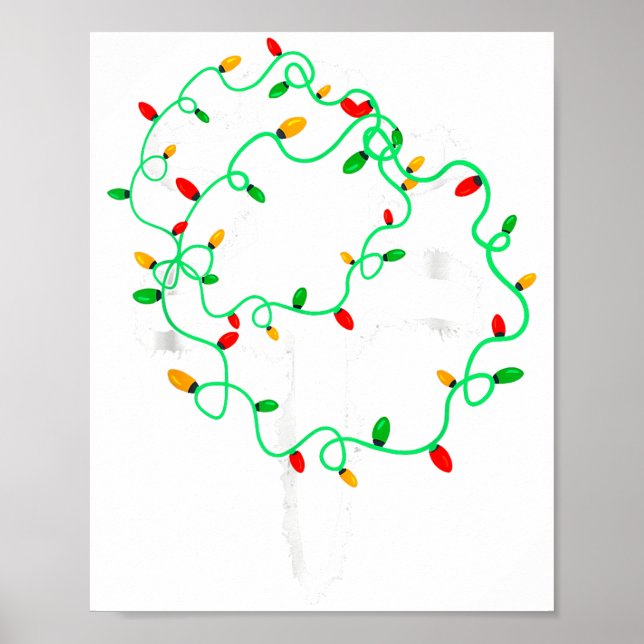Cat Wrapped In Christmas Lights Meowy Cats Women M Poster (Front)