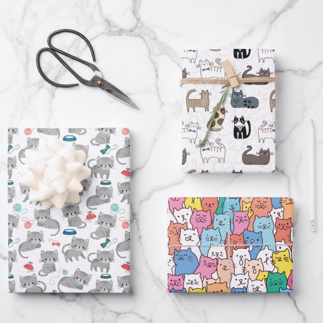 Cat Wrapping Paper, Kitten Gift Wrap, Animal Paper (Front)