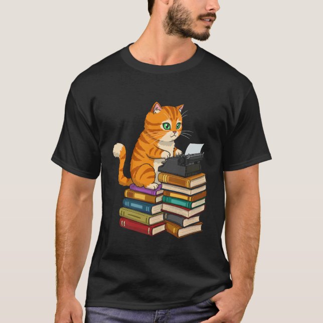 Cat Writer Funny Published Author Library Kitten C T-Shirt (Front)