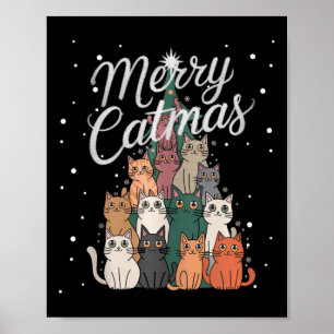 Cat Xmas Tree Cats Christmas Tree Marry Catmas Poster