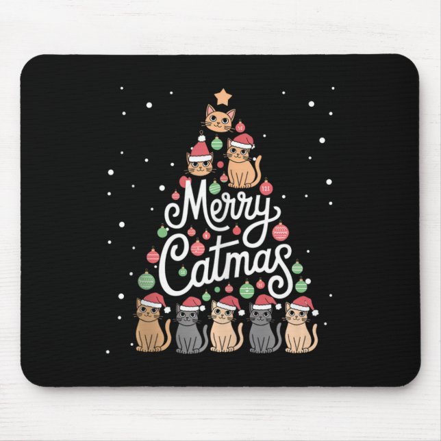 Cat Xmas Tree Cats Christmas Tree Marry Catmas Tan Mouse Pad (Front)