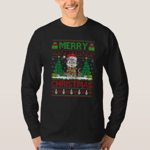 Cat  Xmas Tree Lights Ugly Santa Cat Christmas T-Shirt