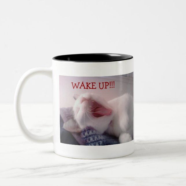 Cat Yawning Two-Tone Coffee Mug (Left)