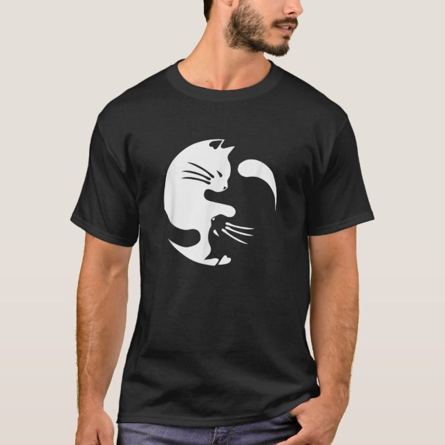 Cat Yin Yang Peace Loving Interconnected  Gift Ide T-Shirt (Front)