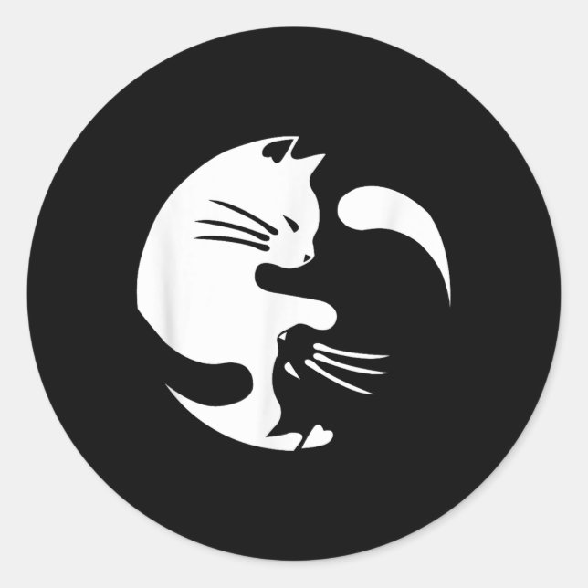 Cat Yin Yang Peace Loving Interconnected Gift Idea Classic Round Sticker (Front)
