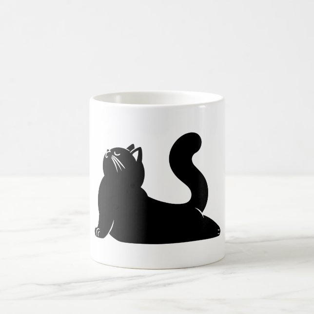 *Cat Yoga #17 Digital Art Coffee Mug (Center)
