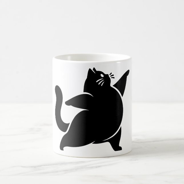 *Cat Yoga #19 Digital Art Coffee Mug (Center)