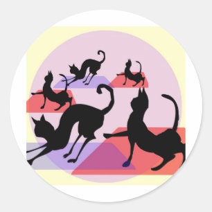 cat yoga classic round sticker