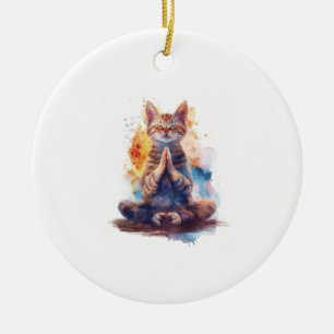 Cat Yoga Master Ceramic Tree Decoration