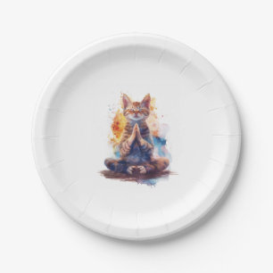 Cat Yoga Master Paper Plate