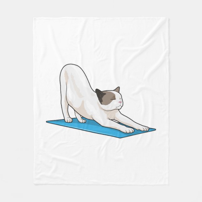 Cat Yoga Meditation Fitness Fleece Blanket (Front)