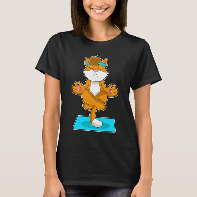 Cat Yoga Meditation Gymnastics T-Shirt (Front)