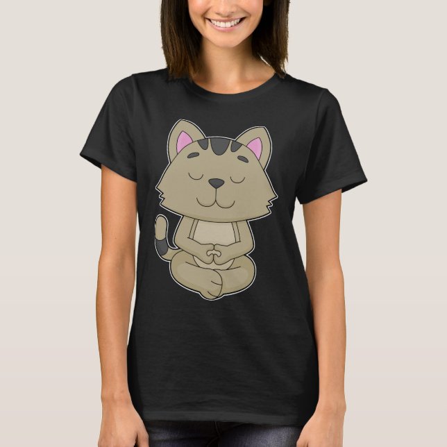 Cat Yoga Meditation T-Shirt (Front)