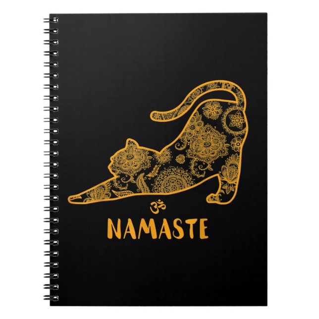 Cat Yoga Namaste OM - Funny Yoga Gift T-Shirt Notebook (Front)