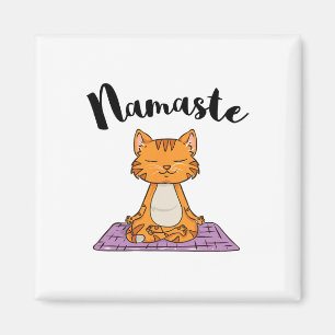 Cat Yoga Namaste Shirt Women Girls Kitten Yoga Magnet