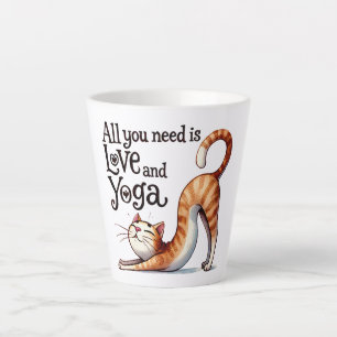 Cat Yoga Pose -All You Need Is Love and Yoga Latte Mug