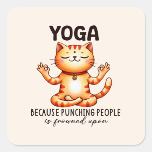 Cat Yoga Pose - Funny Yoga Square Sticker