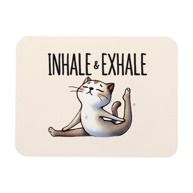 Cat Yoga Pose - Inhale & Exhale Magnet (Horizontal)