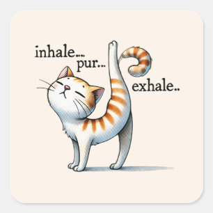 Cat Yoga Pose - Inhale - Pur - Exhale Square Sticker