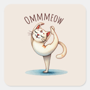 Cat Yoga Pose - Meow Square Sticker