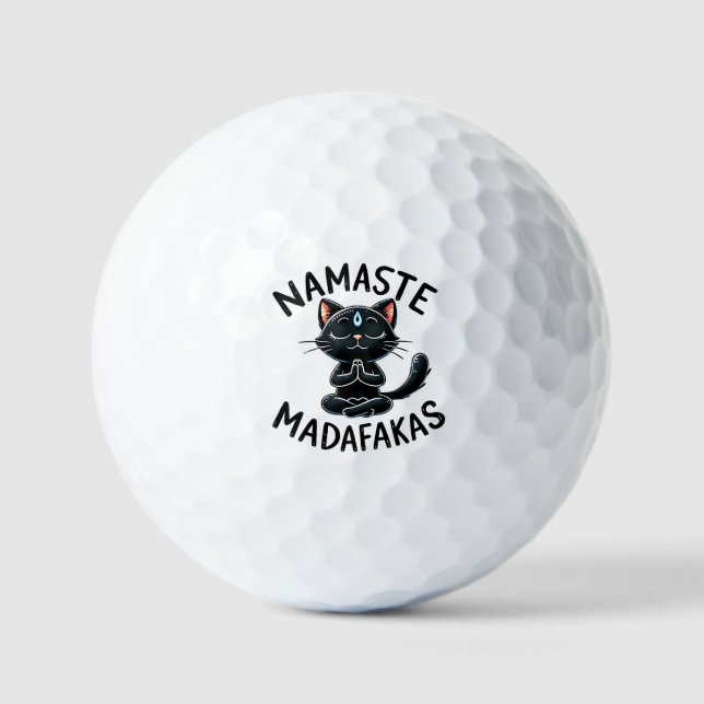Cat Yoga Pose - Namaste Madafakas Golf Balls (Front)