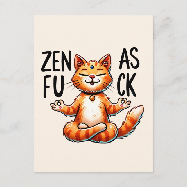 Cat Yoga Pose - Zen Postcard (Front)