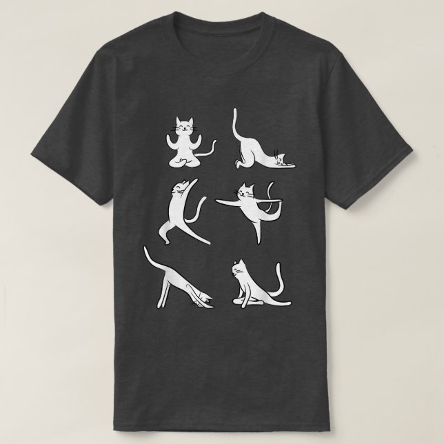 Cat Yoga Poses Funny Cute Yogi Meditation Namaste  T-Shirt (Design Front)