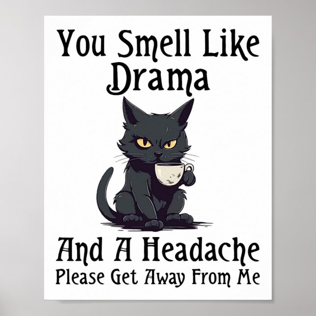 Cat You Smell Like Drama And A Headache Please Get Poster (Front)