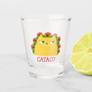 Cataco Funny Taco Mexican Booo The Cat Tequila Shot Glass