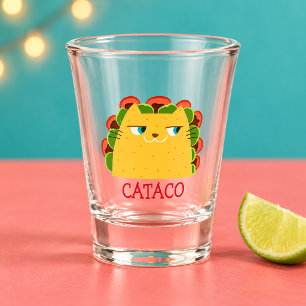 Cataco Tequila Shot Glass Funny Cat Taco