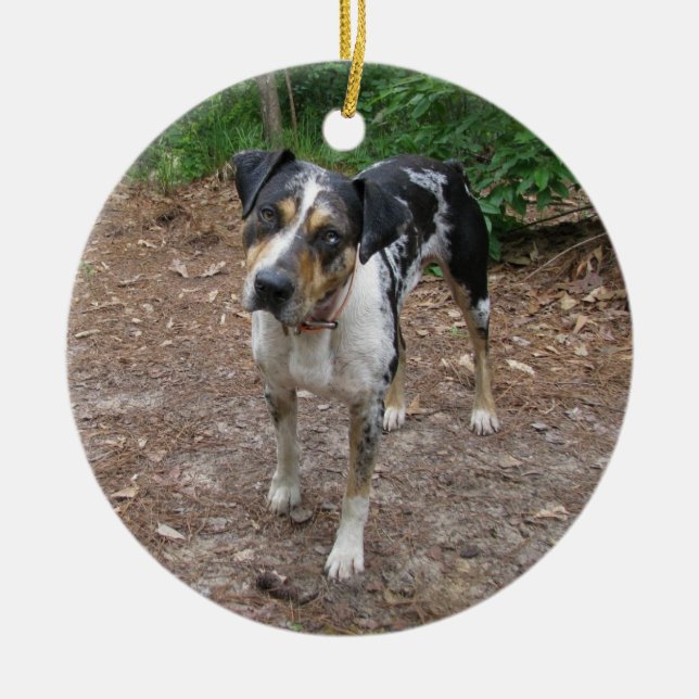 Catahoula Christmas Ceramic Tree Decoration (Front)