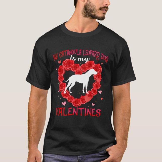 Catahoula Leopard Dog Animal Hearts Day Mastiff Is T-Shirt (Front)