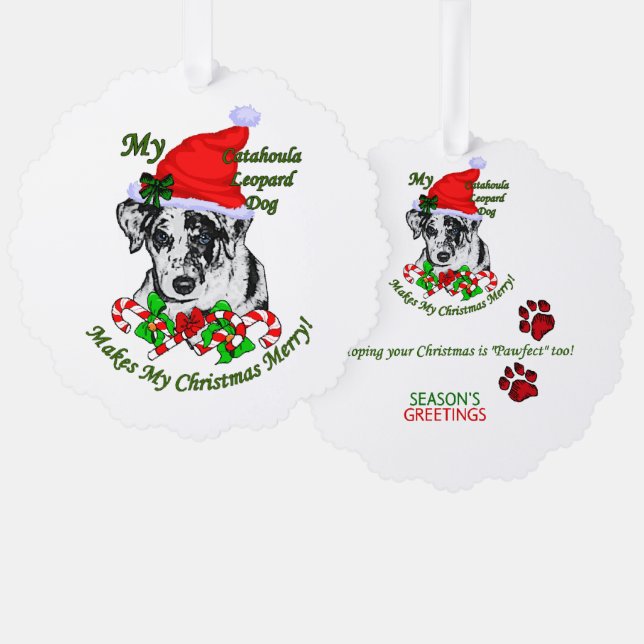 Catahoula Leopard Dog Christmas Tree Decoration Card (Front/Back)