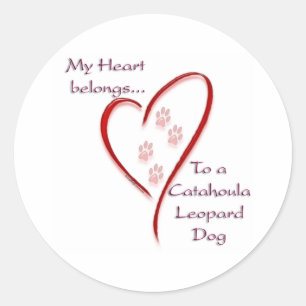 Catahoula Leopard Dog Heart Belongs Classic Round Sticker