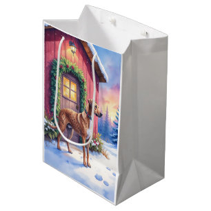 Catahoula Leopard Dog Rustic Barn Christmas Art Medium Gift Bag