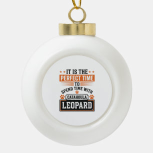 Catahoula Leopard Dog Vintage Time Shirt Design_1 Ceramic Ball Christmas Ornament