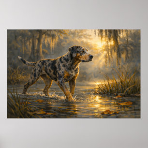 Catahoula Sunrise   Hunting Dog Art   Poster