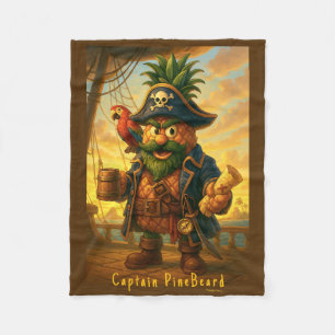 Catain PineBeard - Pineapple Empire Fleece Blanket