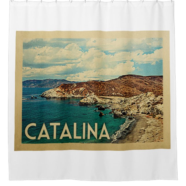 Catalina California Vintage Travel Shower Curtain (Front)