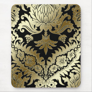 CATALINA DAMASK in GOLD on BLACK Mouse Pad