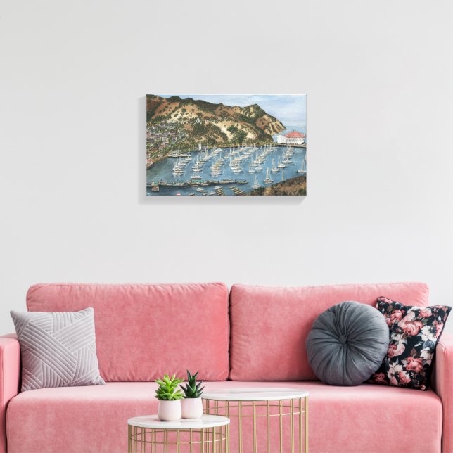 Catalina Island, CA  Watercolor Painting on Canvas Print (Insitu(LivingRoom))