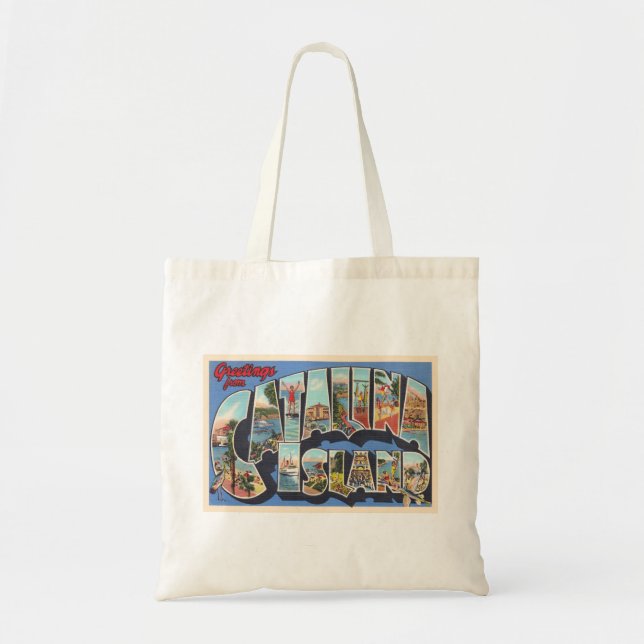 Catalina Island California Large Letter Postcard Tote Bag (Front)