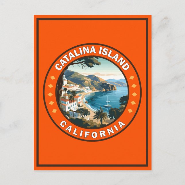 Catalina Island California Travel Art Badge Postcard (Front)