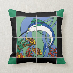 Catalina Island Marlin Design Pillow
