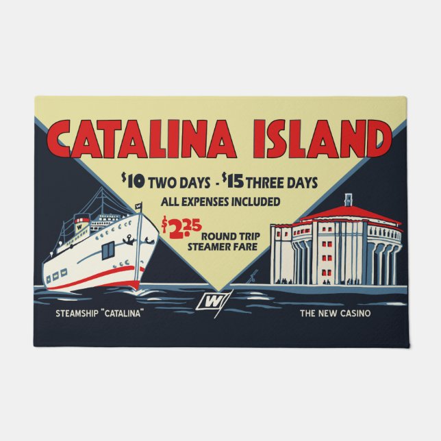 Catalina Island Vintage Casino Travel Poster Doormat (Front)