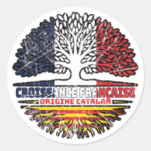 Catalonia Catalan French France Tree Roots Flag Classic Round Sticker