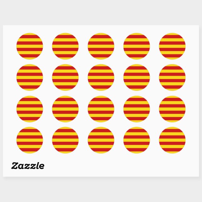 Catalonia Flag & Catalan - La Senyera fashion Classic Round Sticker (Sheet)