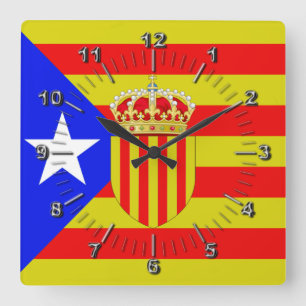 Catalonia flag square wall clock
