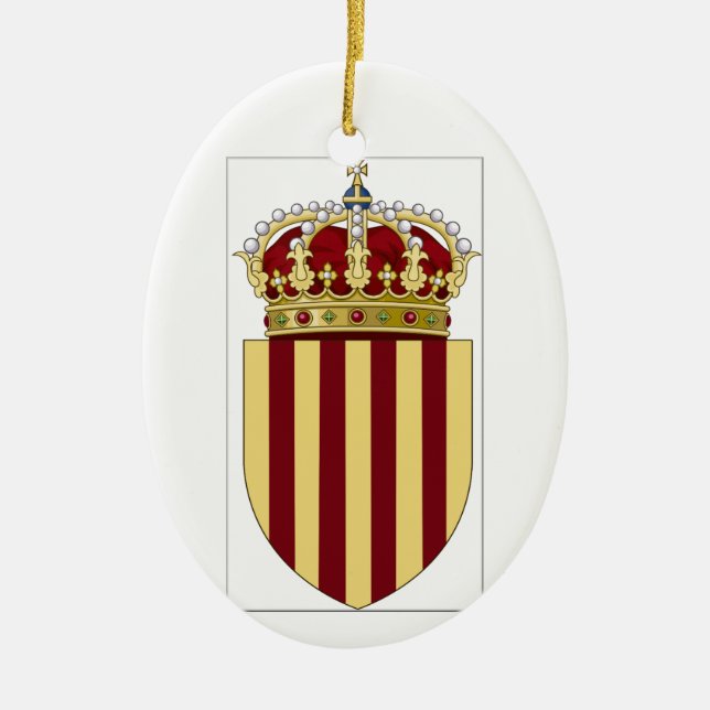 Catalonia (Spain) Coat of Arms Ceramic Tree Decoration (Front)